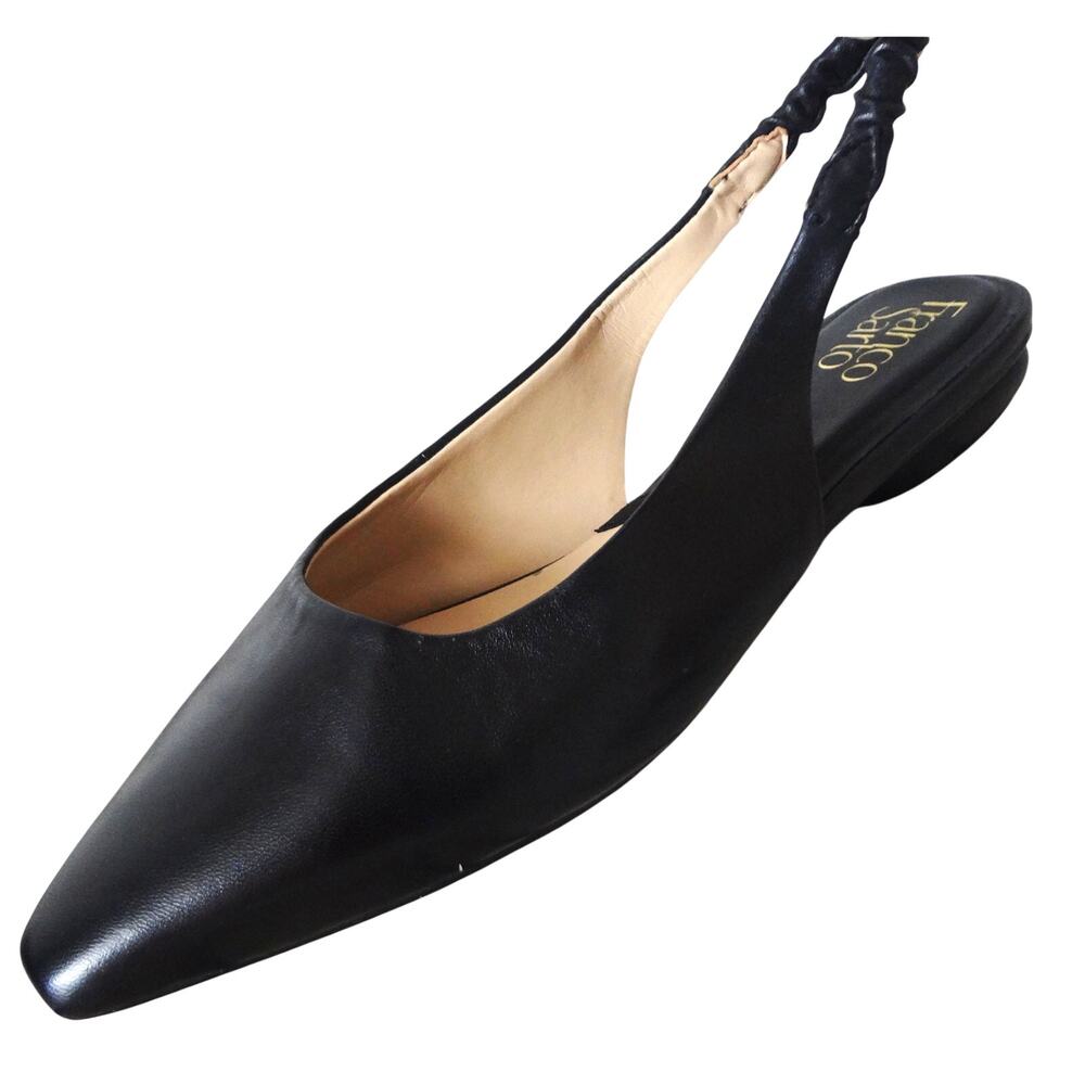 Franco Sarto Briella Black Leather Slingback Ballet Flat Square Toe Womens 8.5